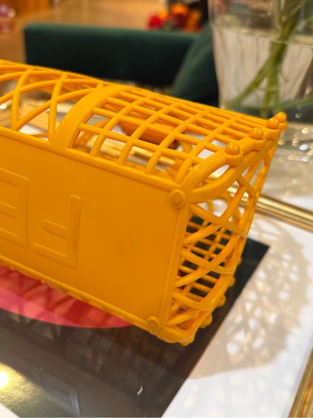 Fendi Yellow-Orange Lattice Logo Tote - Picture 8 of 14